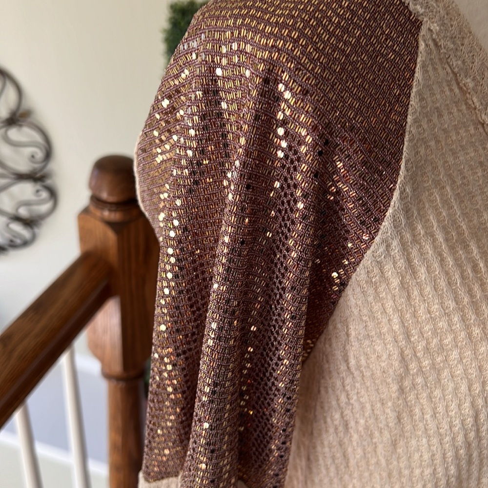 Lovely Melody Patchwork Leopard Sequin Waffle Top… - image 5